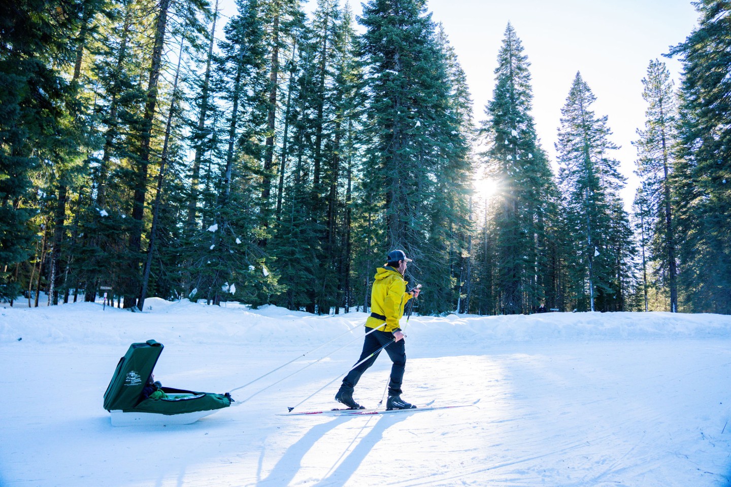 XC Skier pilling charriot